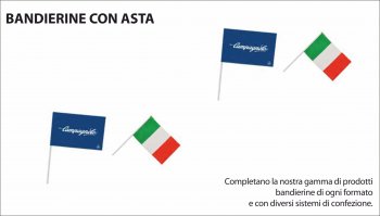 Bandierina rettangolare incollata su asta cm. 30x20